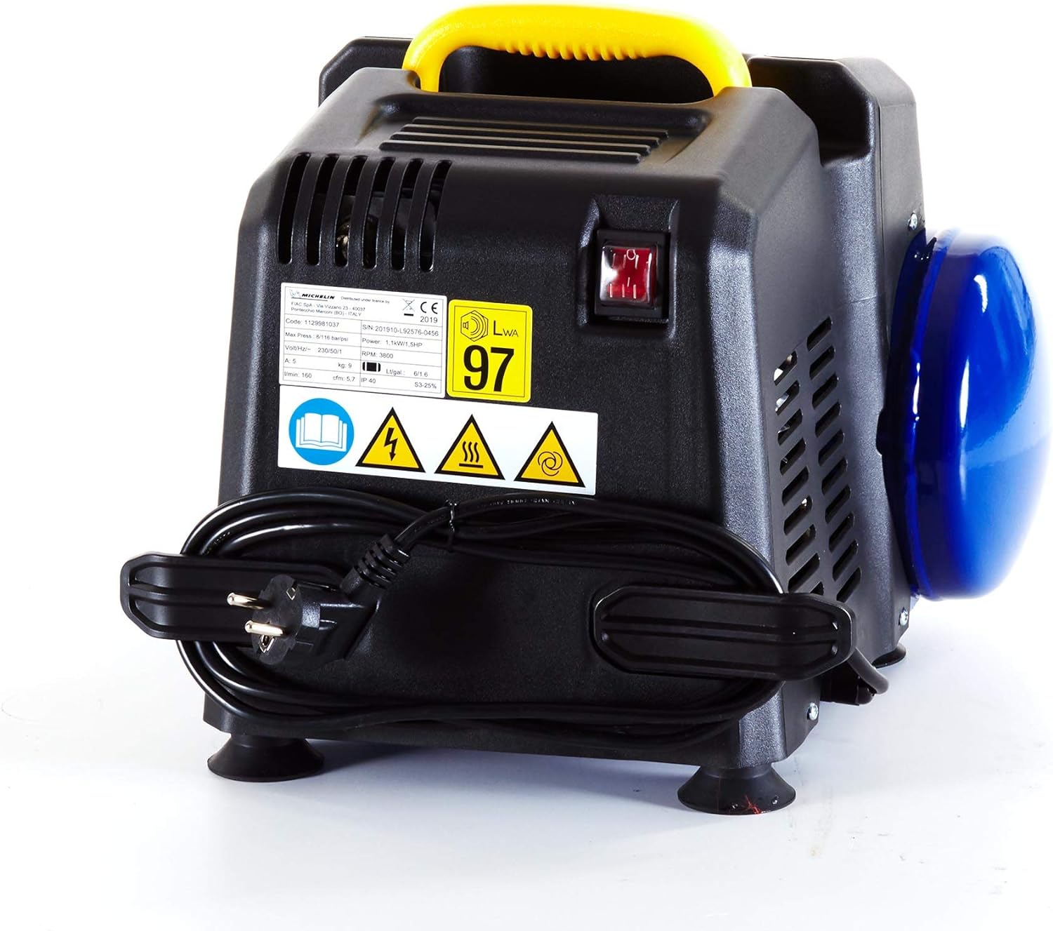 Kompaktní, bezolejový, vzduchový kompresor, 8 barů, 6 l, 1,5 kW, 160 l./min, 230 V, MICHELIN MBL6/1100